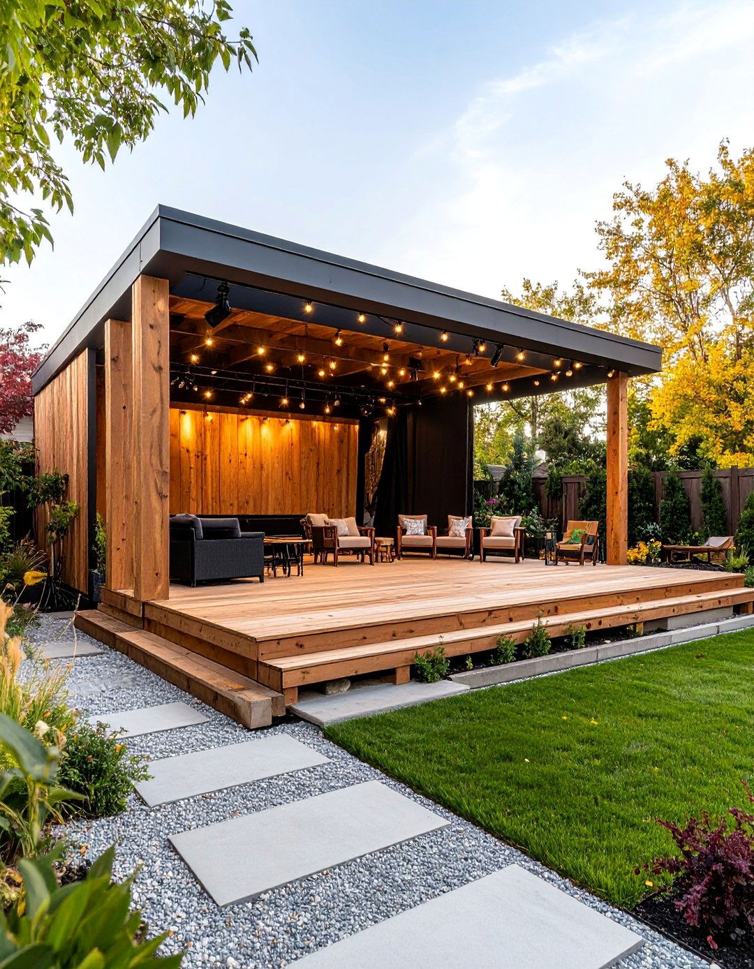 Theater Stage Outdoor Performance with Natural Amphitheater - 25 Backyard Ideas for Kids