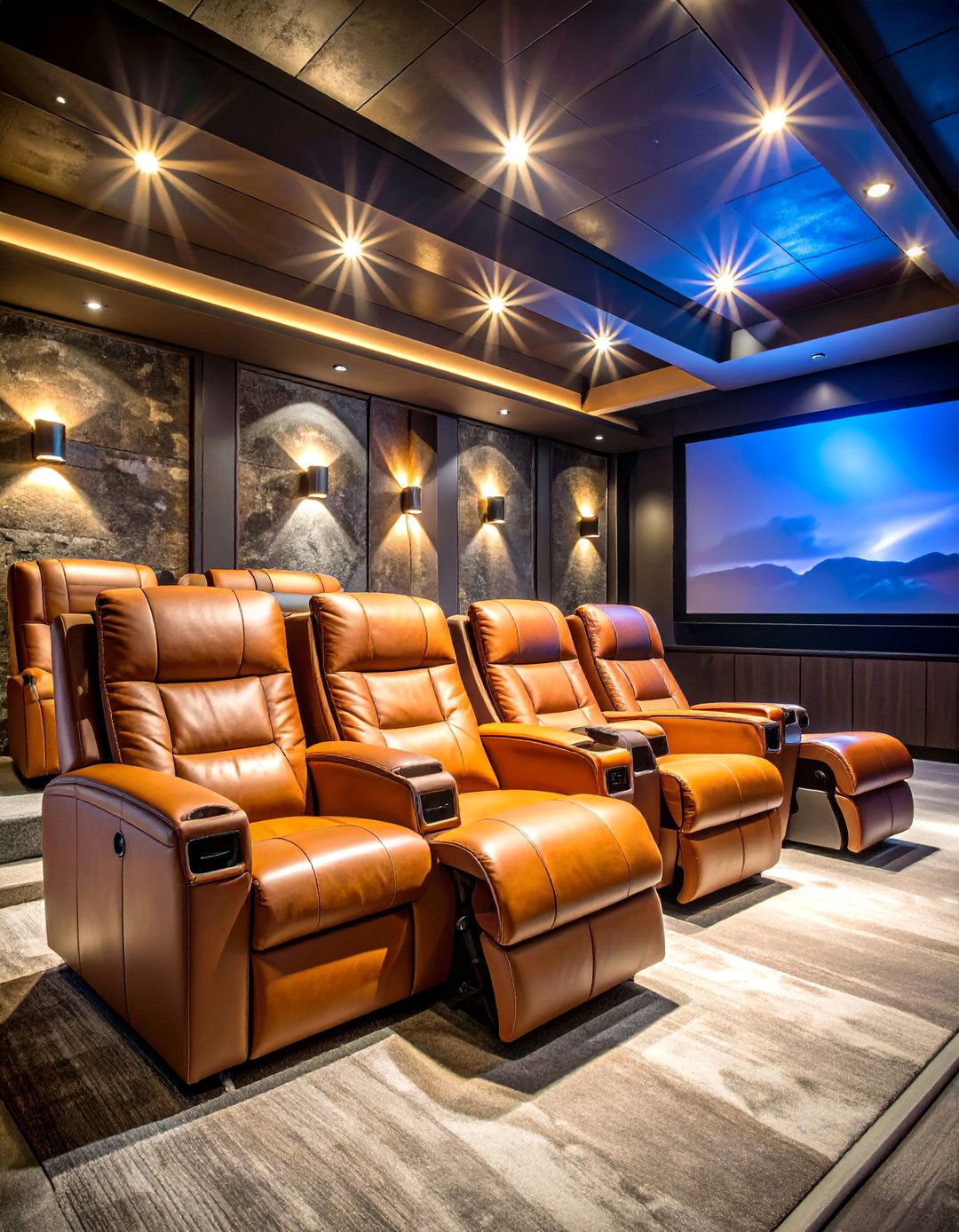 Theater Style Power Recliners with Built In Features - 25 Man Cave Seating Ideas