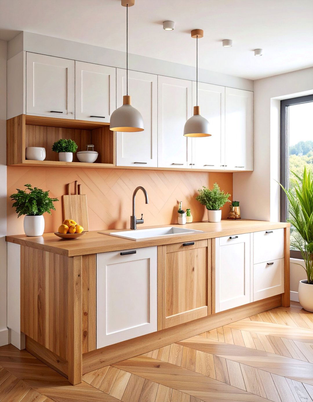 Thin Profile Butcher Block with Wall Mounted Storage - 25 Kitchens With Butcher Block Countertops