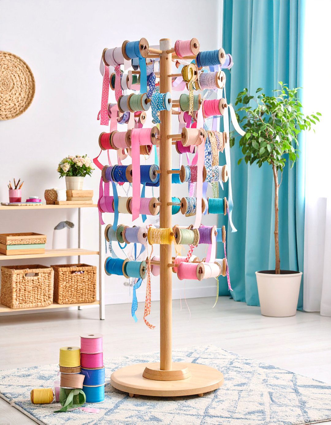Thread Spool Stand Adaptation - 25 Ribbon Storage Ideas