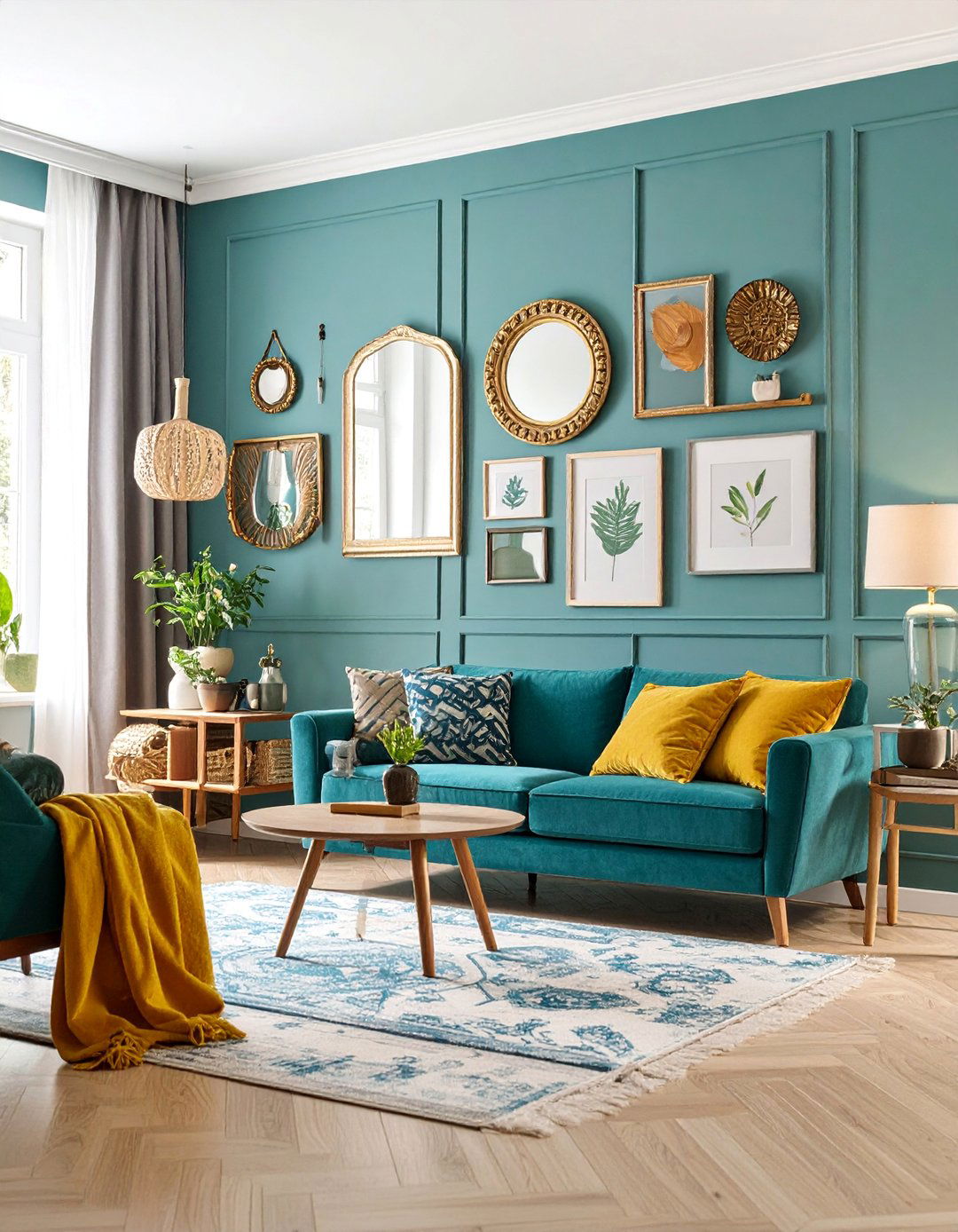 Thrifted Gallery Wall Living Room - 25 Budget Apartment Living Room Ideas