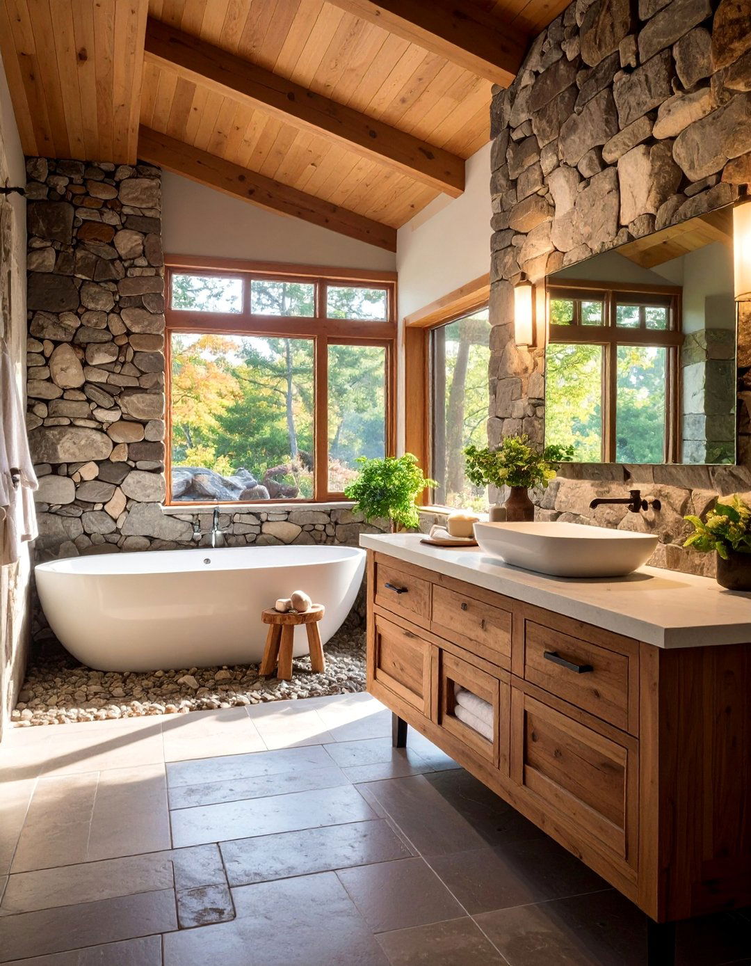 Tide Pool Bathroom with Natural Stone Features - 25 Coastal Bathroom Ideas