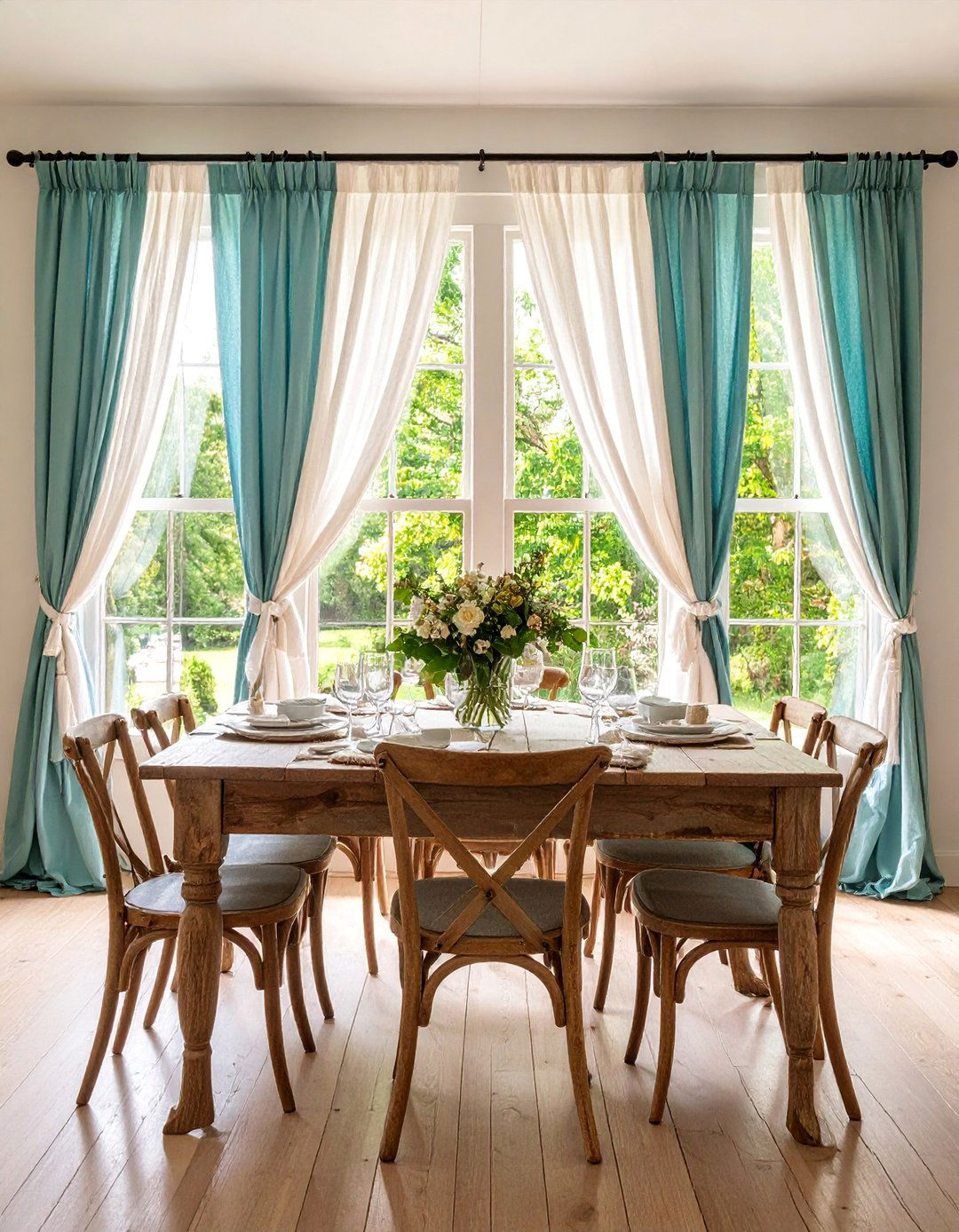 Tie Top Muslin Dining Room Curtain Casual Ease - 25 Dining Room Curtain Ideas