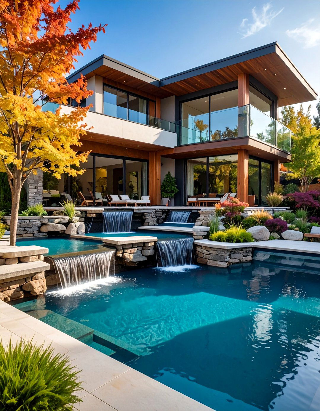 Tiered Pond Design with Cascading Levels - 25 Pond Landscaping Ideas
