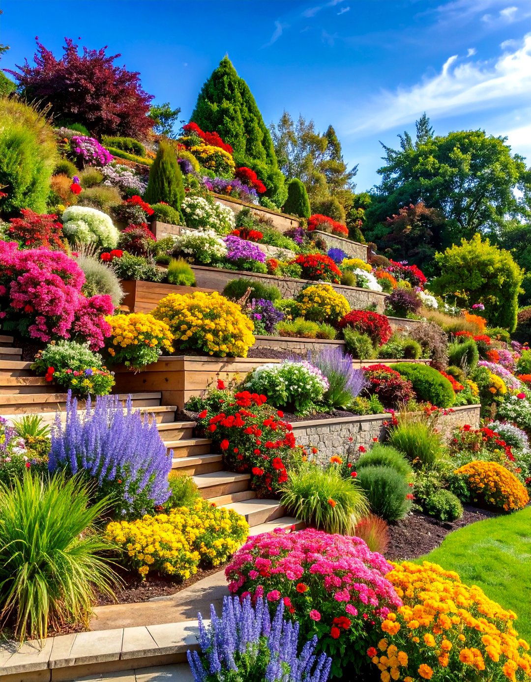 Tiered Terraced Timber Wall System - 25 Wood Retaining Wall Ideas