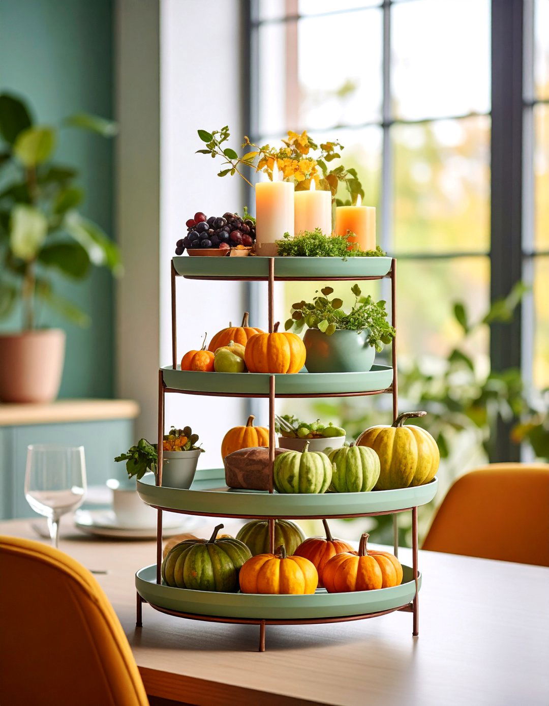 Tiered Tray Vignette Display - 25 Dining Table Centerpiece Ideas