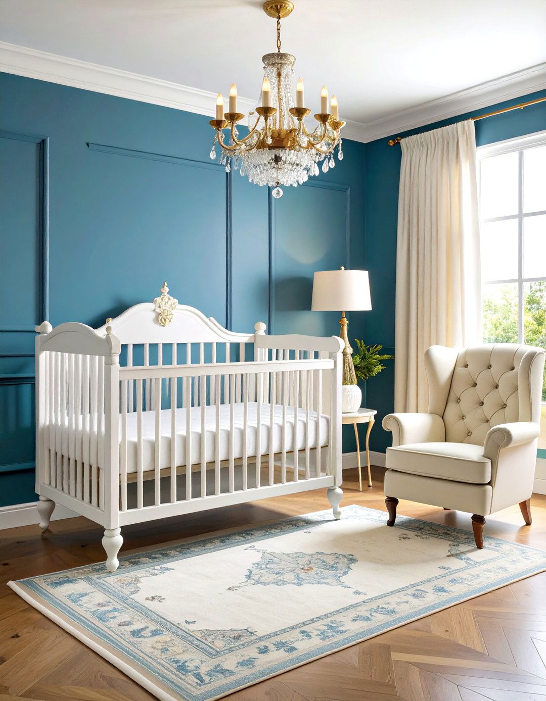 Tiffany Blue Elegant Nursery with Crystal Accents - 25 Blue Nursery Ideas