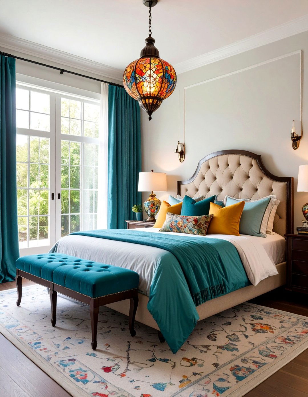 Tiffany Lamp Elegance with Stained Glass - 25 70s Bedroom Decor Ideas