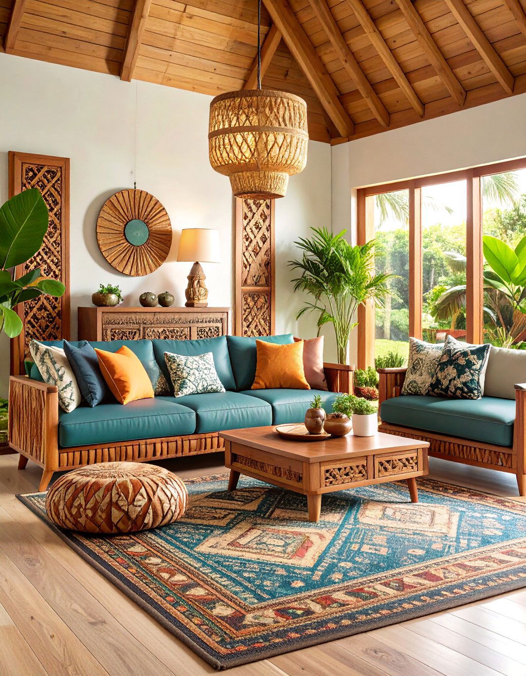 Tiki Inspired Living Room with Modern Sophistication - 25 Hawaiian Interior Design Ideas