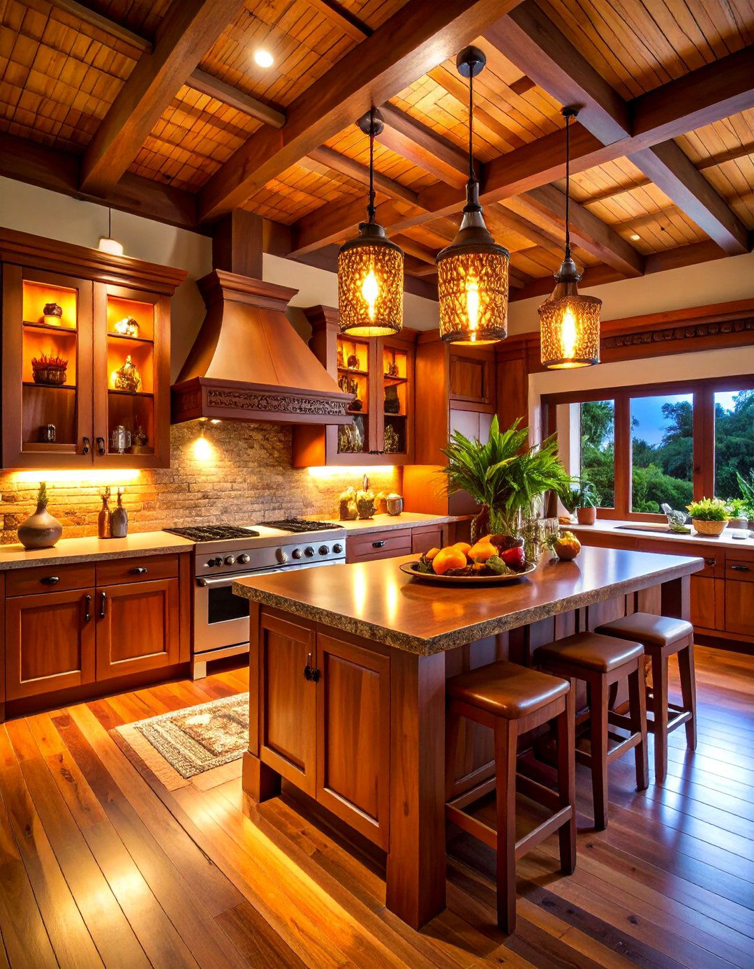 Tiki Torch Kitchen with Flame Inspired Elements - 25 Tropical Kitchen Ideas