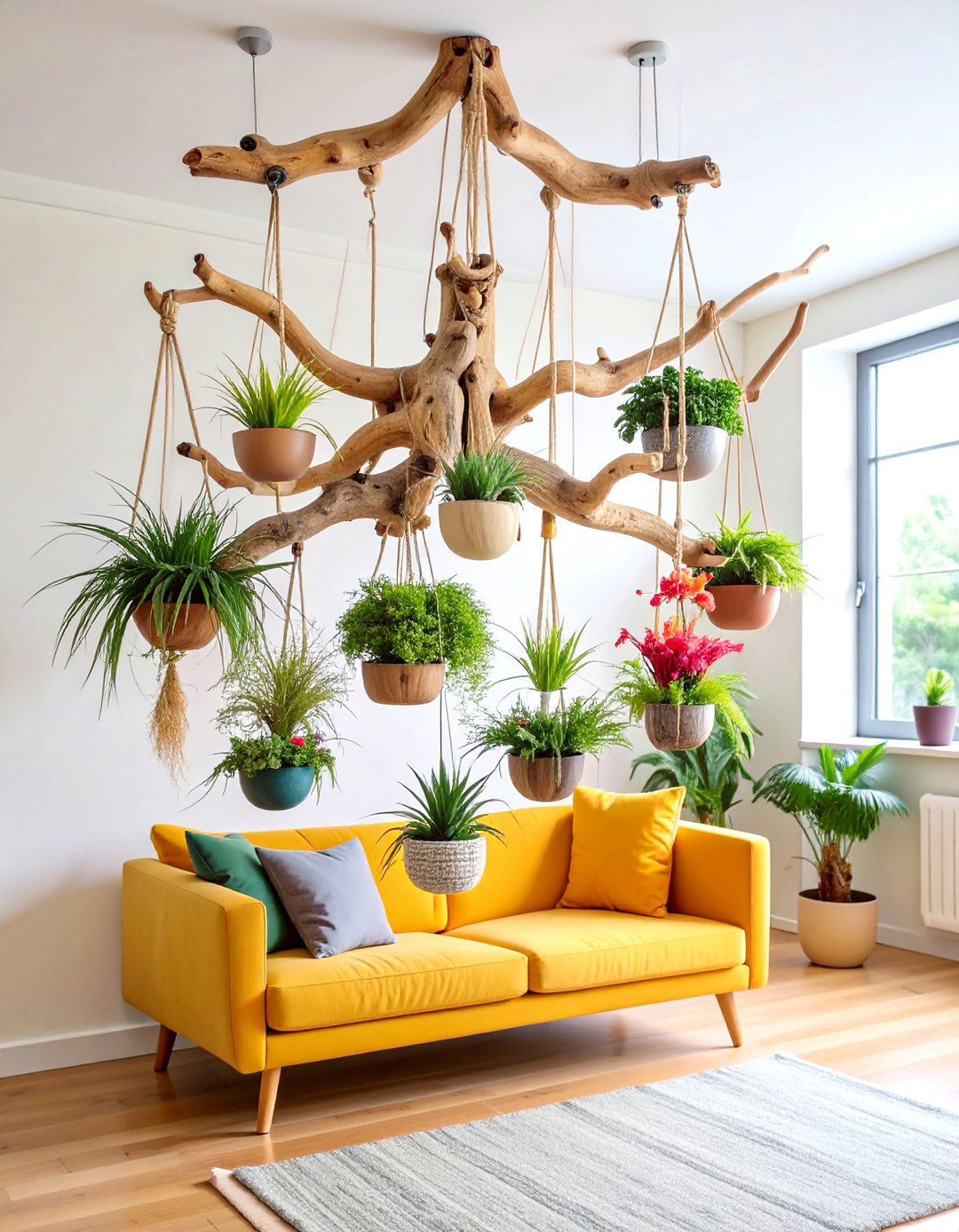 Tillandsia Air Plant Tree Wall - 25 Indoor Plant Wall Ideas