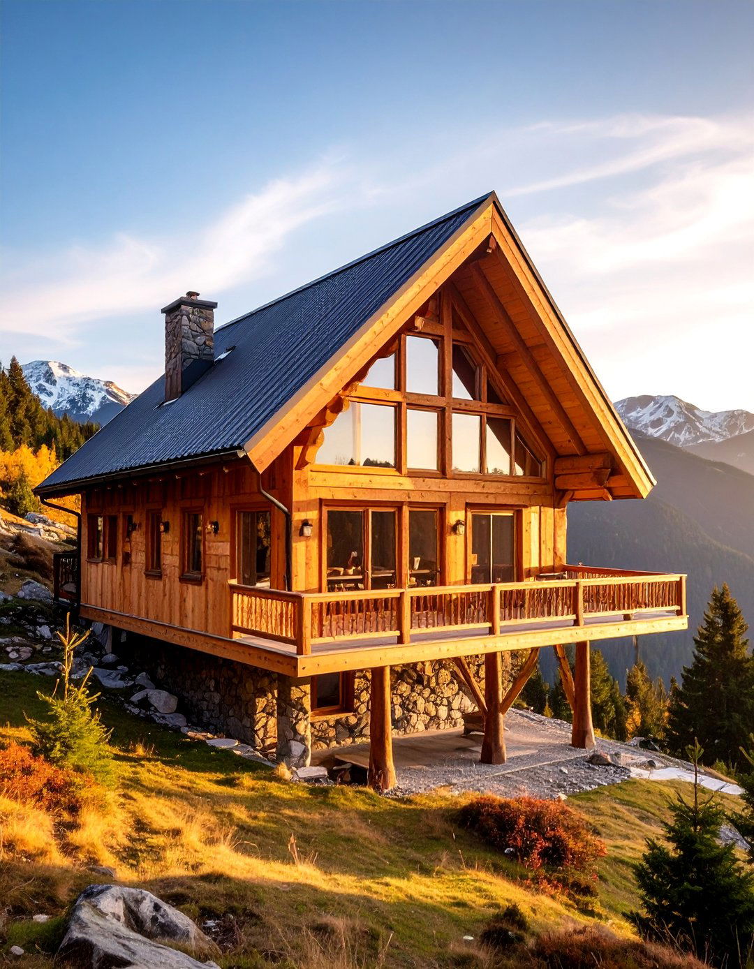 Timber Frame A Frame with Artisan Crafted Balcony - 25 a Frame House With Balcony