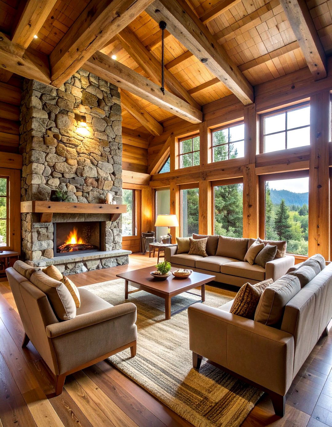 Timber Frame Cabin Living Room - 25 Cabin Living Room Ideas