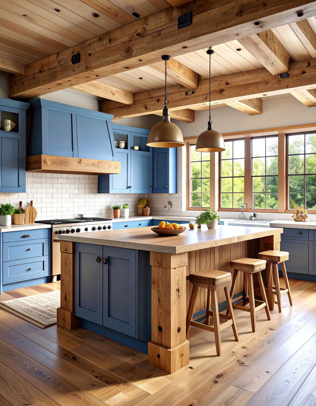 Timber Frame Island with Mortise and Tenon Joinery - 25 Rustic Kitchen Island Ideas