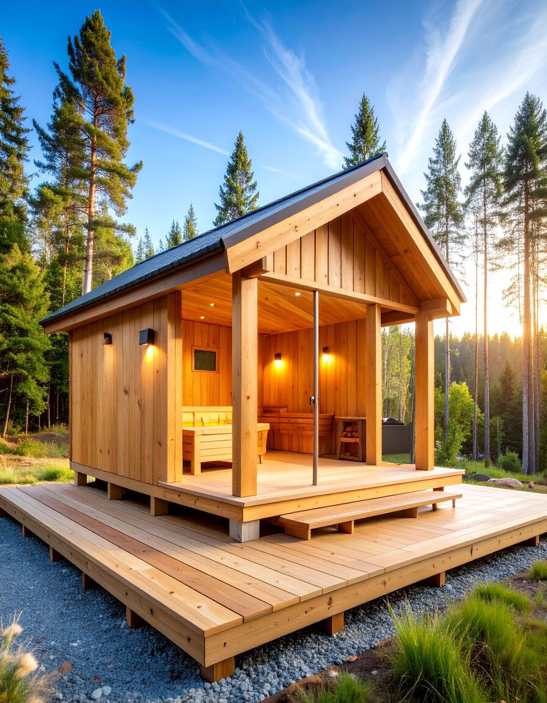 Timber Frame Sauna with Post and Beam Construction - 25 Outdoor Sauna Ideas