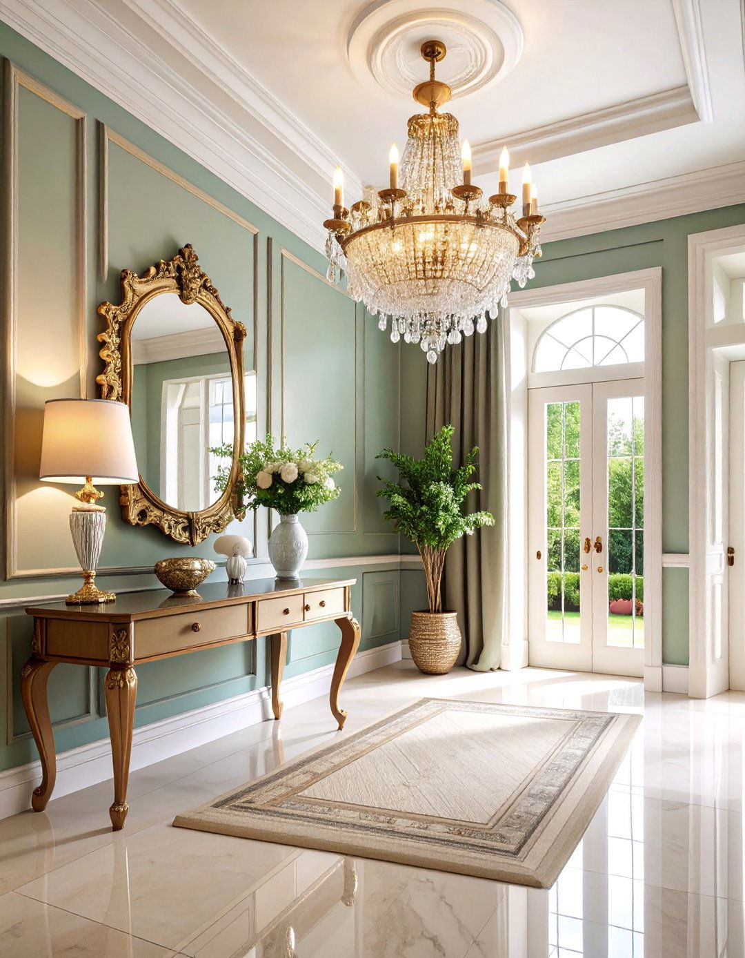 Timeless Entry Foyer with Statement Lighting - 25 Transitional Interior Design Ideas