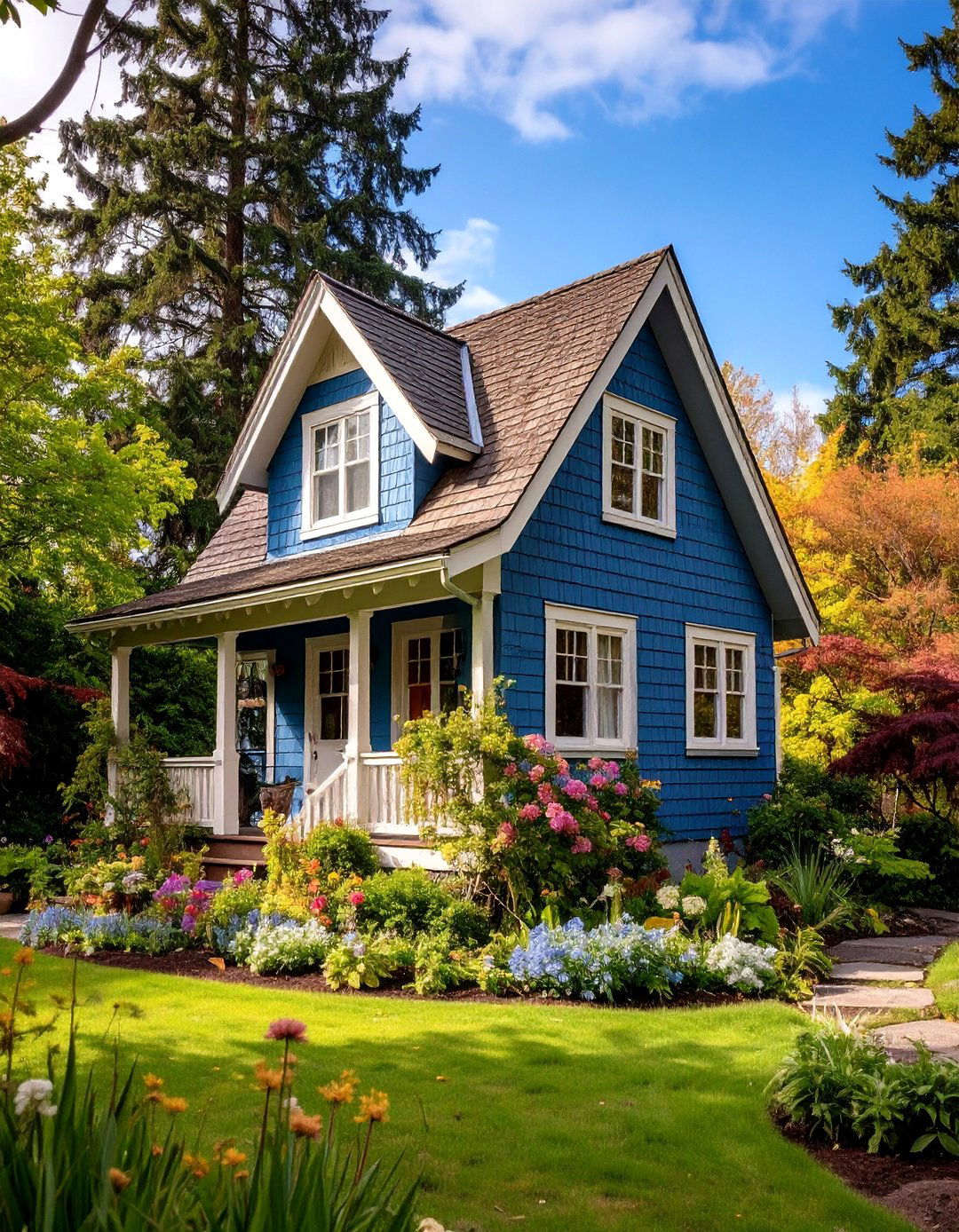 Tiny Blue Exterior Home with a Brown Roof Cottage - 25 blue exterior home with a brown roof ideas