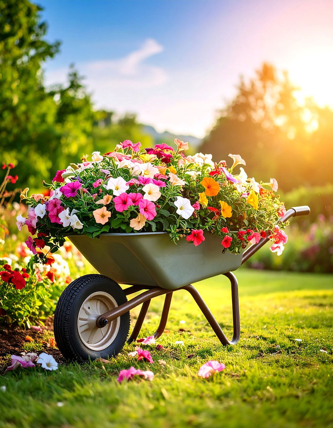 Tipped Wildflower Cascade - 25 Old Wheelbarrow Ideas