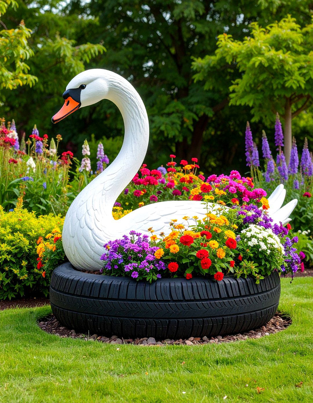 Tire Animal Sculptures - 25 Recycled Tyre Garden Art Ideas