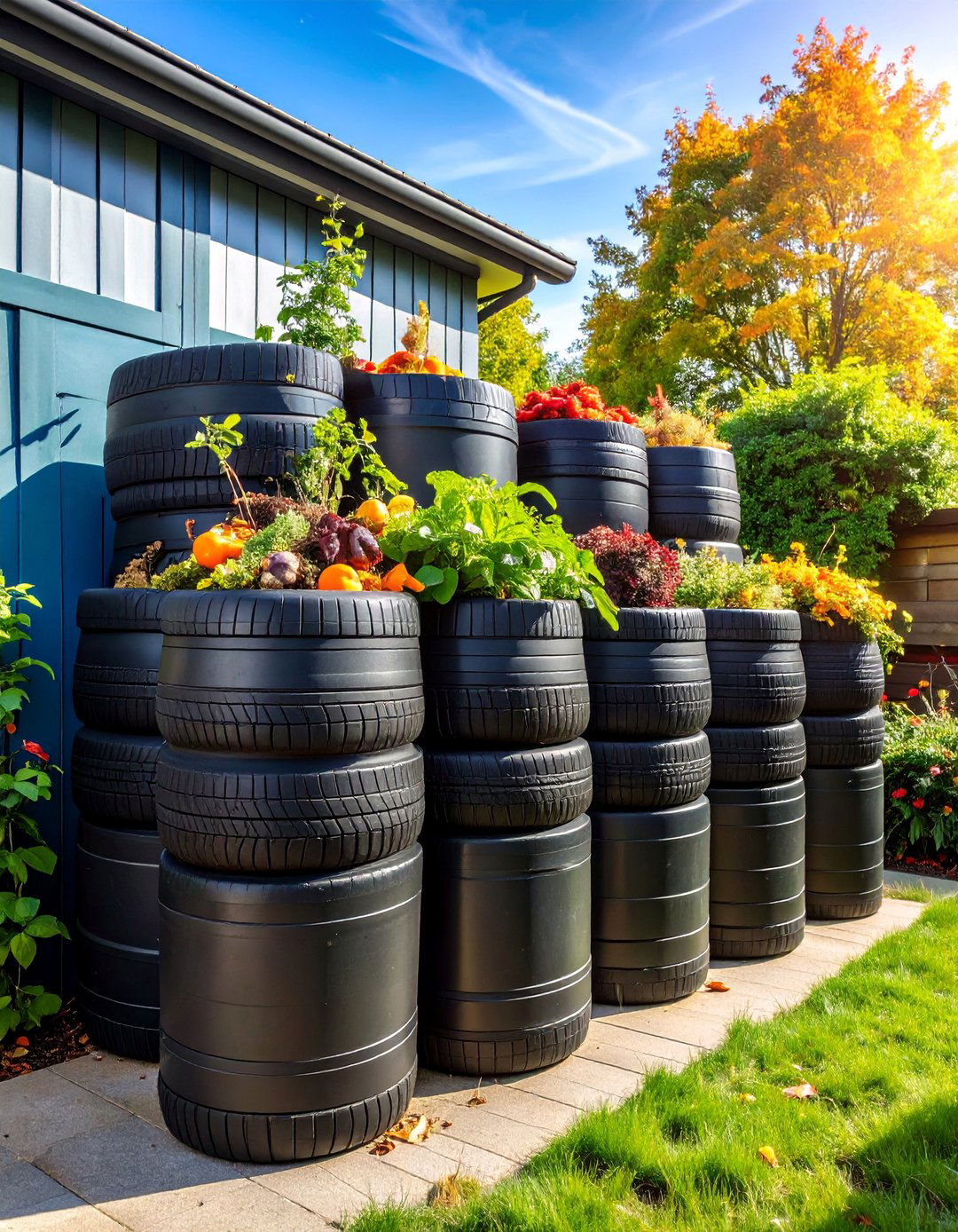 Tire Compost Bin Systems - 25 Recycled Tyre Garden Art Ideas
