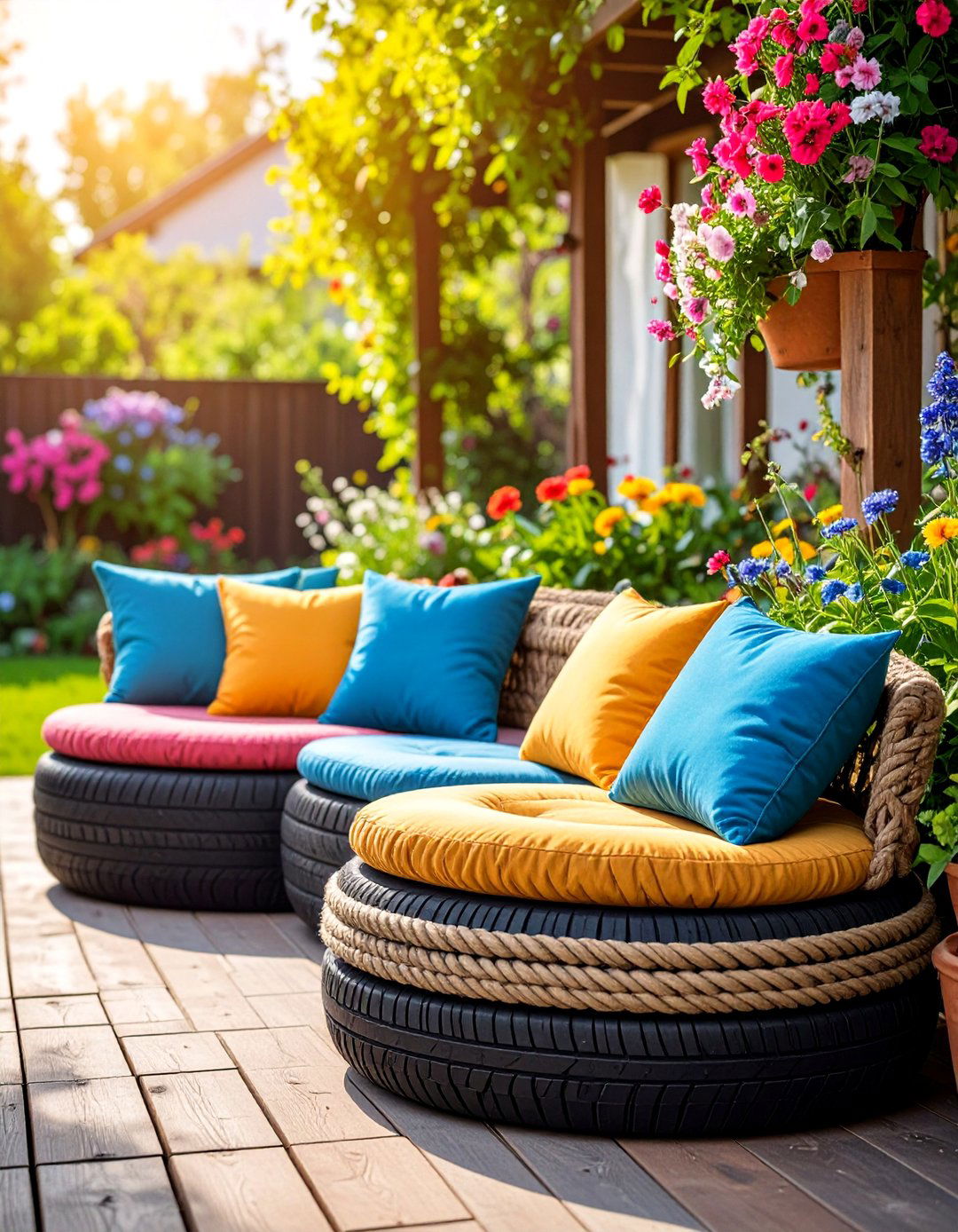 Tire Garden Seating Solutions - 25 Recycled Tyre Garden Art Ideas