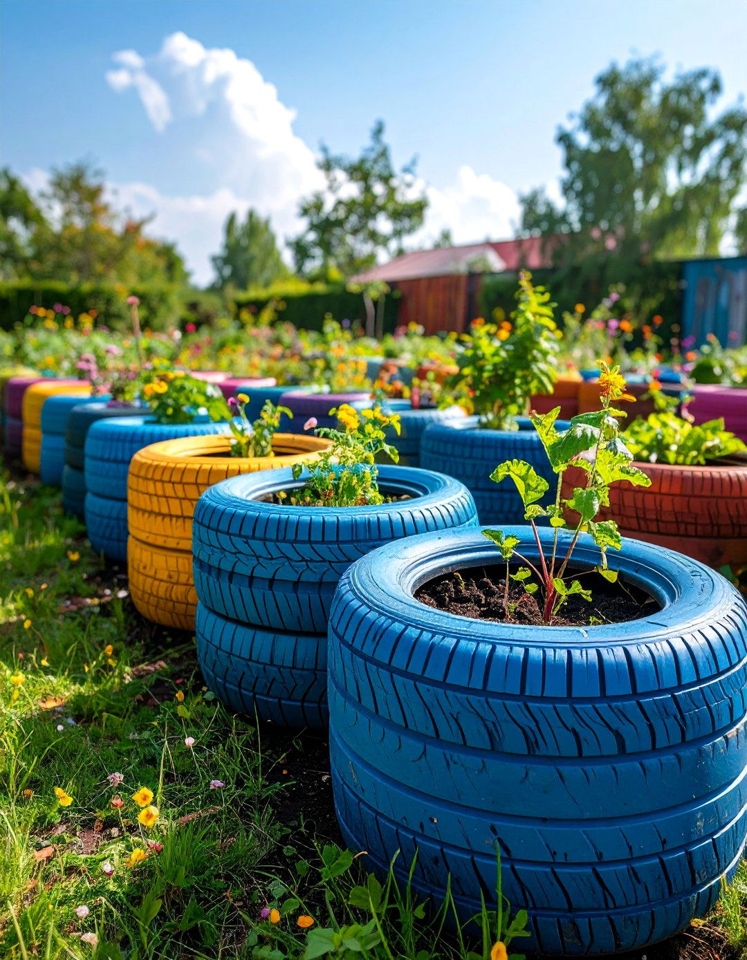 Tire Raised Bed Systems - 25 Recycled Tyre Garden Art Ideas