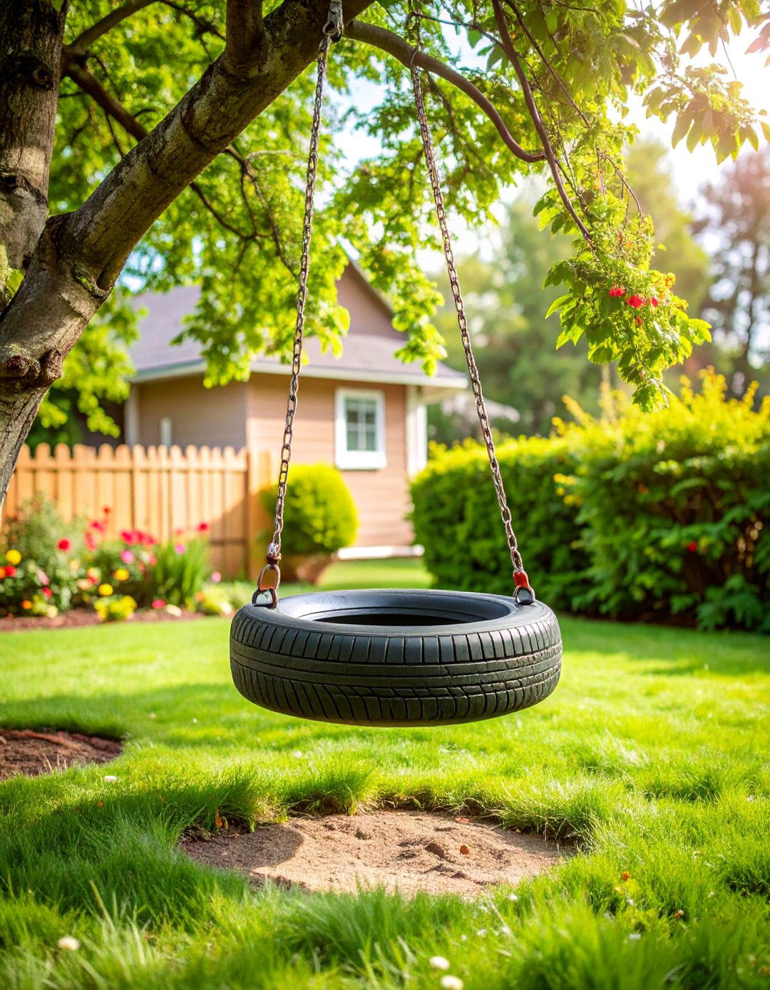 Tire Swing Entertainment Area - 25 Backyard Ideas on a Budget