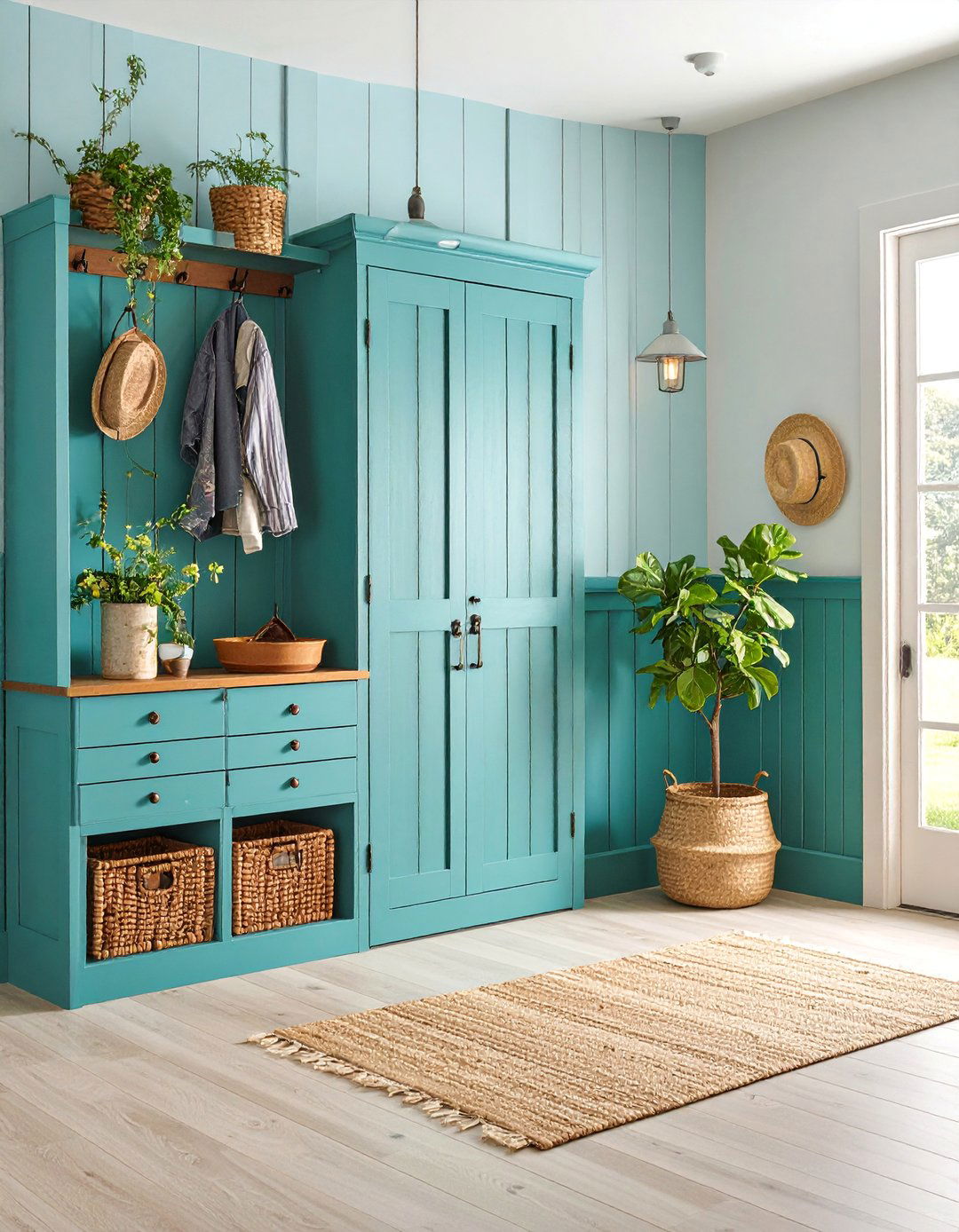 Tobacco Stick Rustic Wainscoting with Vintage Hardware - 25 Rustic Wainscoting Ideas