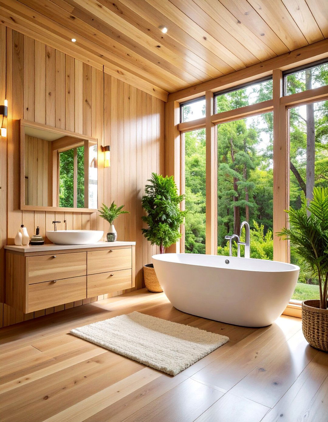 Tongue and Groove Cedar Paneling - 25 Bathroom Wall Paneling Ideas