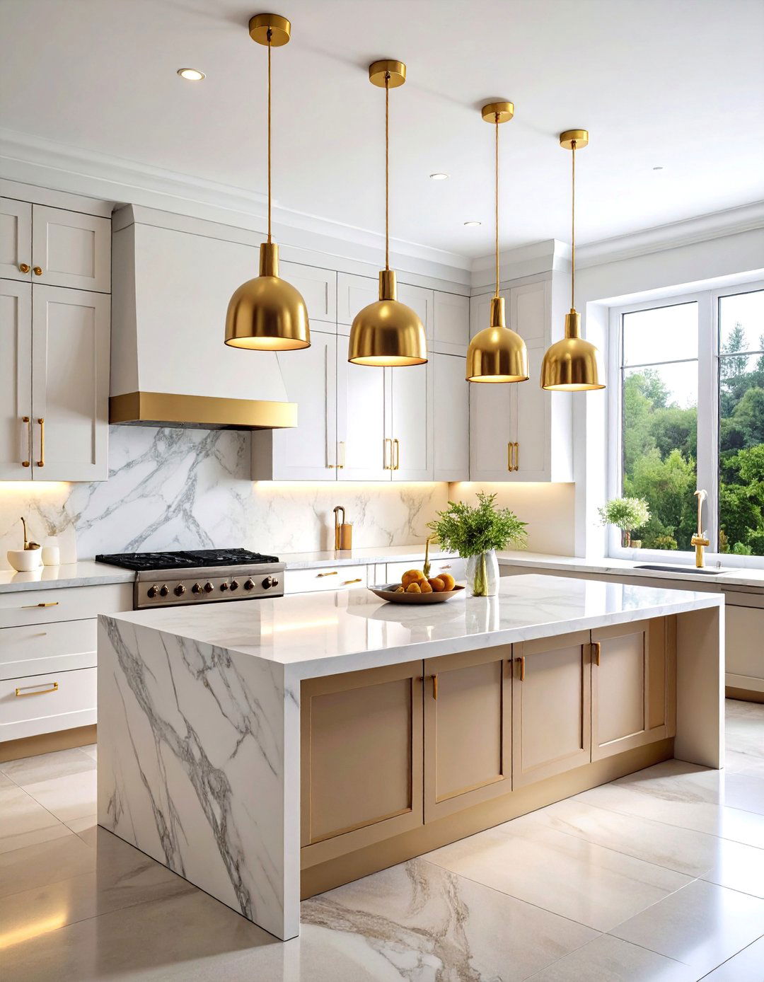 Track Lighting with Gold and Brass Accents - 25 Kitchen Track Lighting Ideas