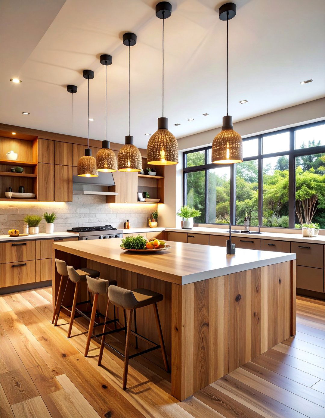 Track Lighting with Natural Wood Elements - 25 Kitchen Track Lighting Ideas