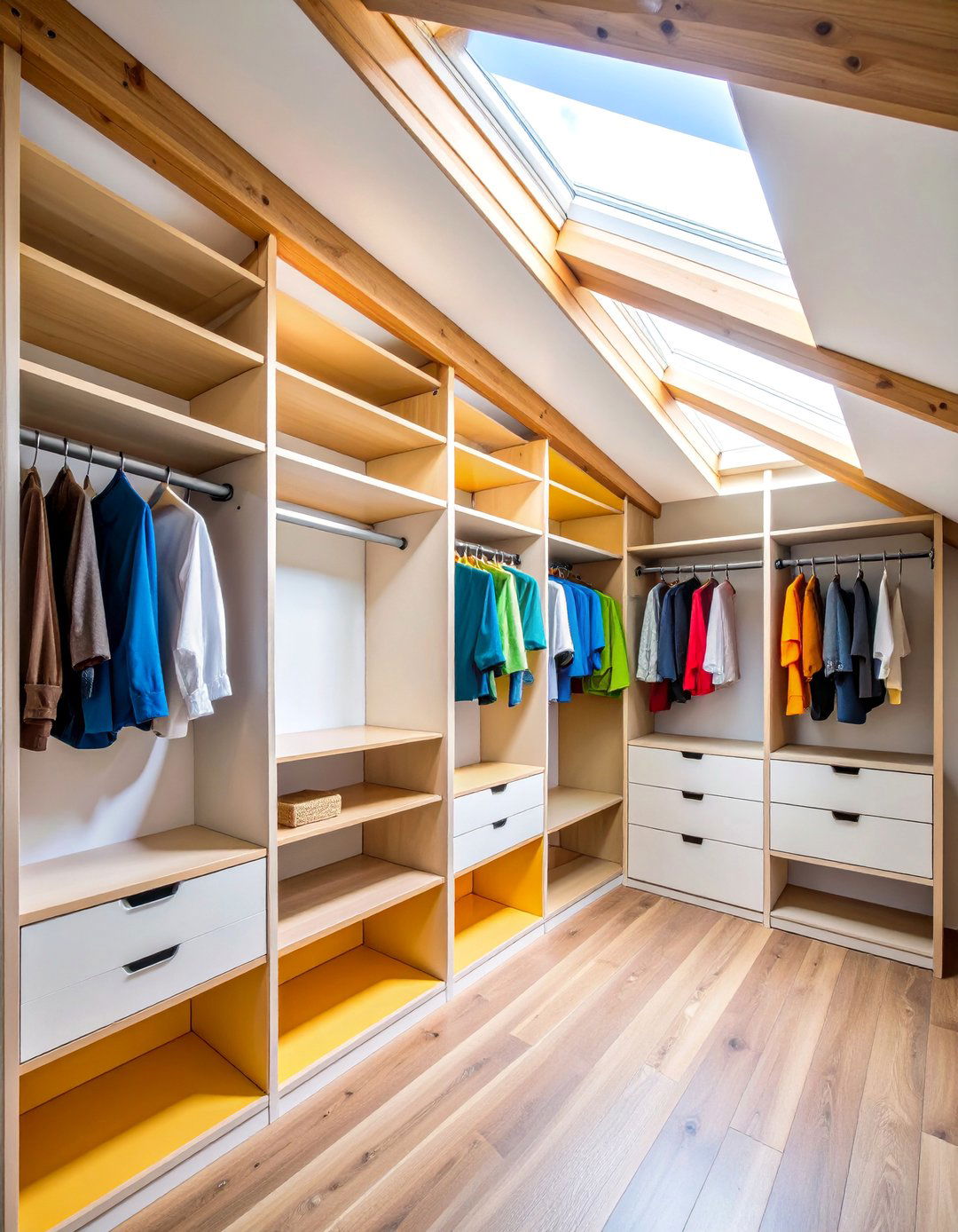 Track System Adjustable Closet Organization - 25 Sloped Ceiling Closet Ideas