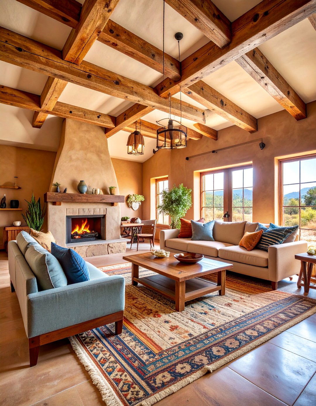 Traditional Adobe with Exposed Wooden Beams - 25 Mexican Style House Design Ideas