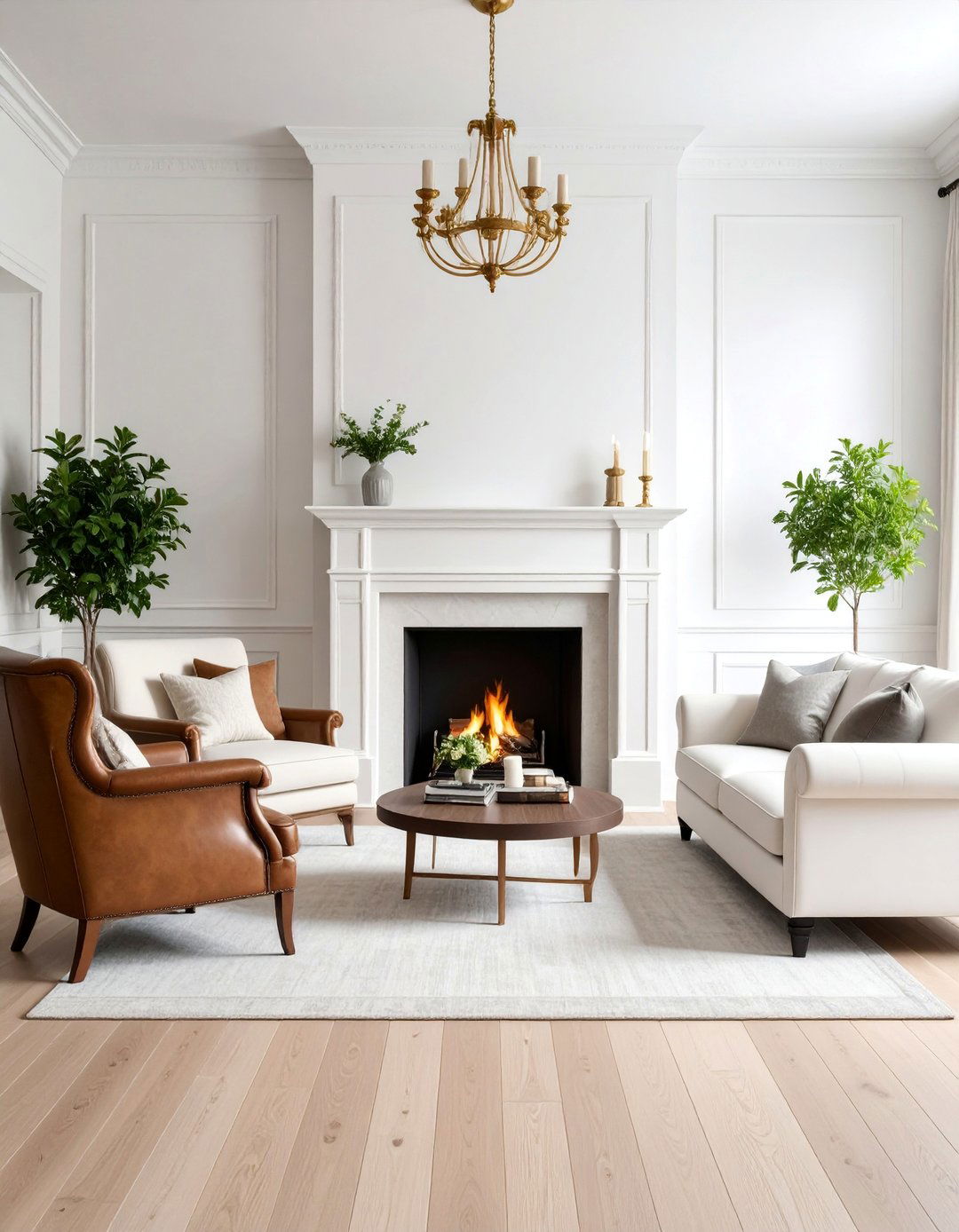 Traditional American Colonial Living Room with Fireplace Mantel - 25 Colonial Living Room Ideas