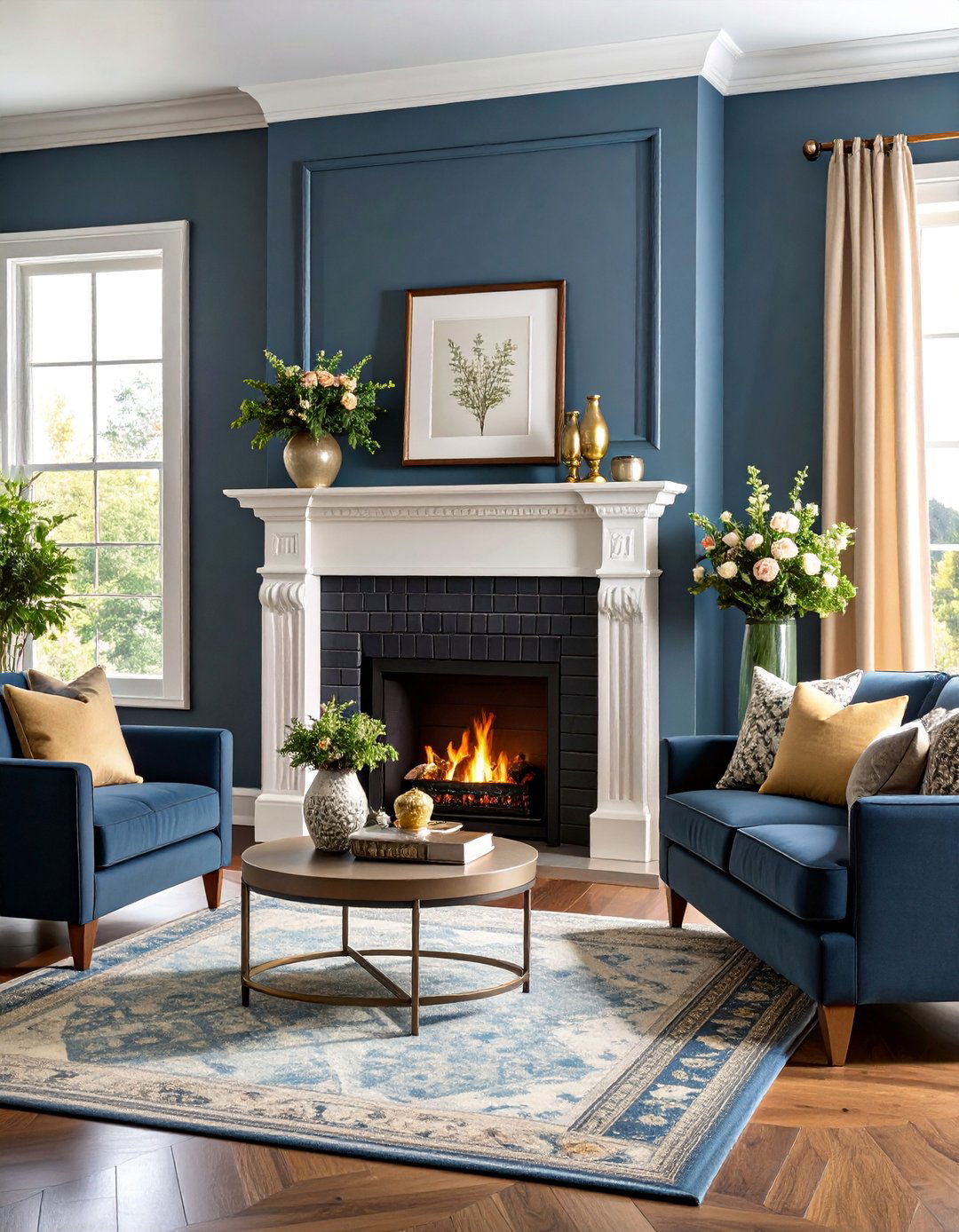 Traditional Black Brick Fireplace with Classic Mantel Design - 25 Black Brick Fireplace Ideas