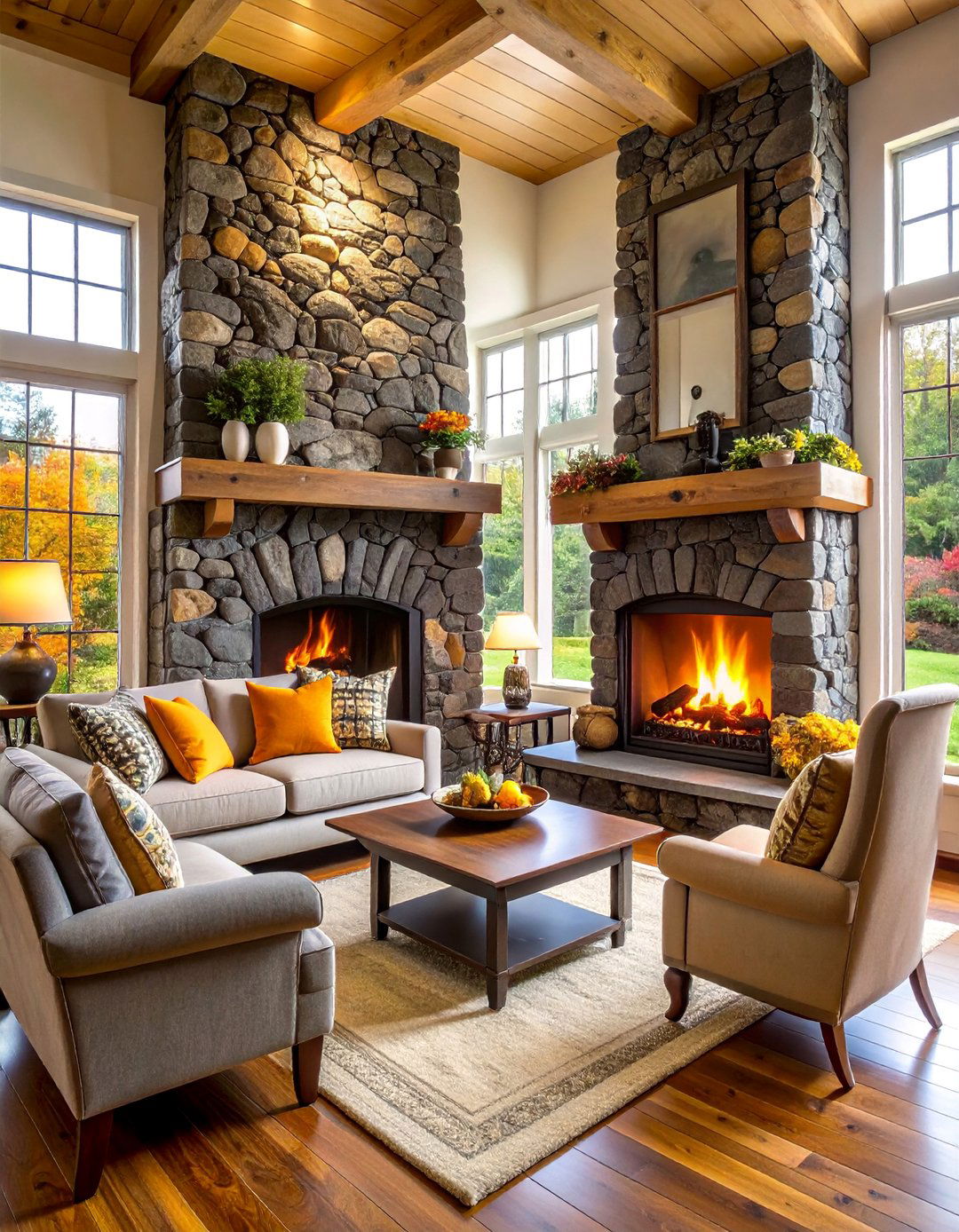 Traditional Black Fieldstone Fireplace - 25 Black Stone Fireplace Ideas