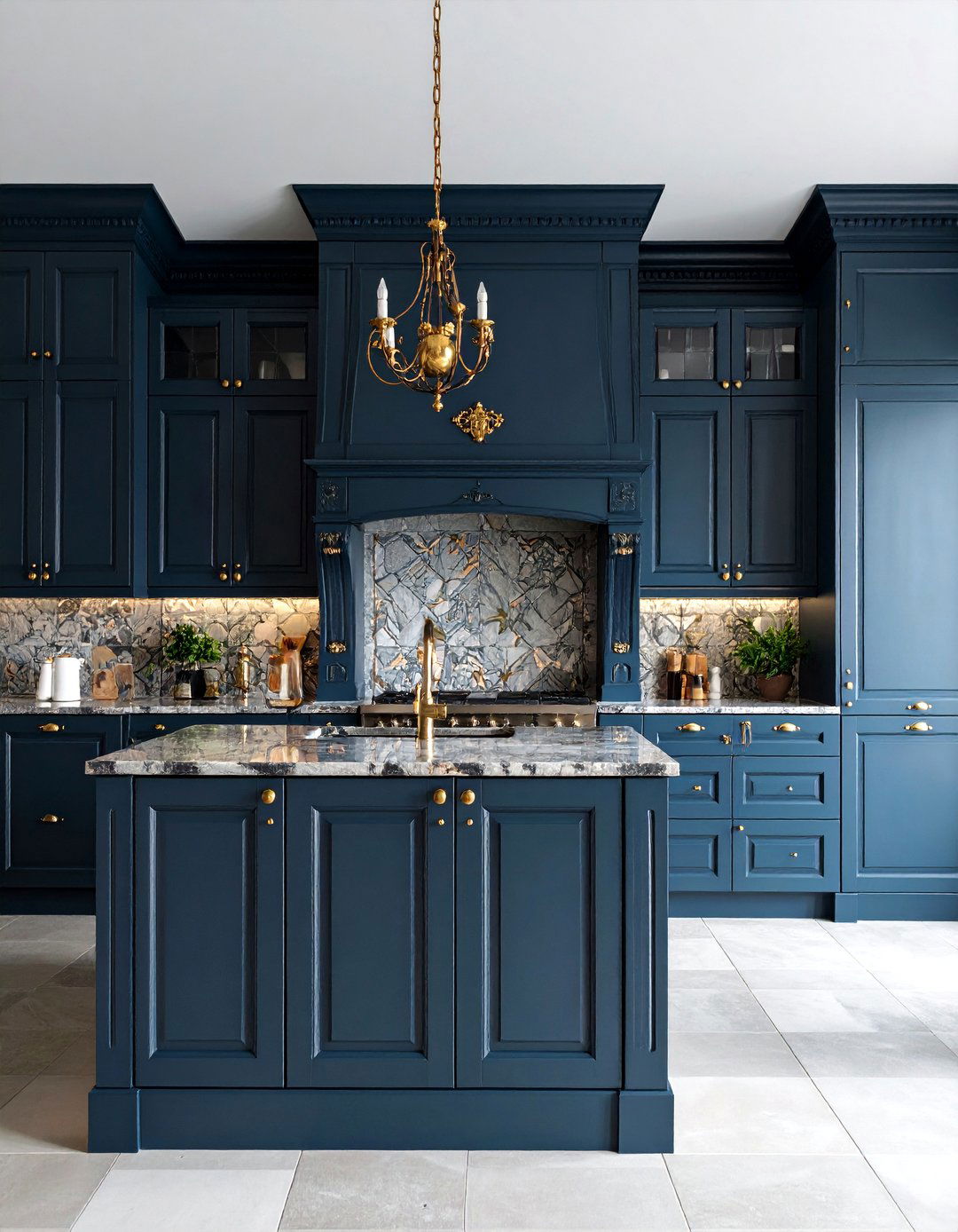 Traditional Black Kitchen with Crown Molding and Granite - 25 kitchens with beautiful black cabinets