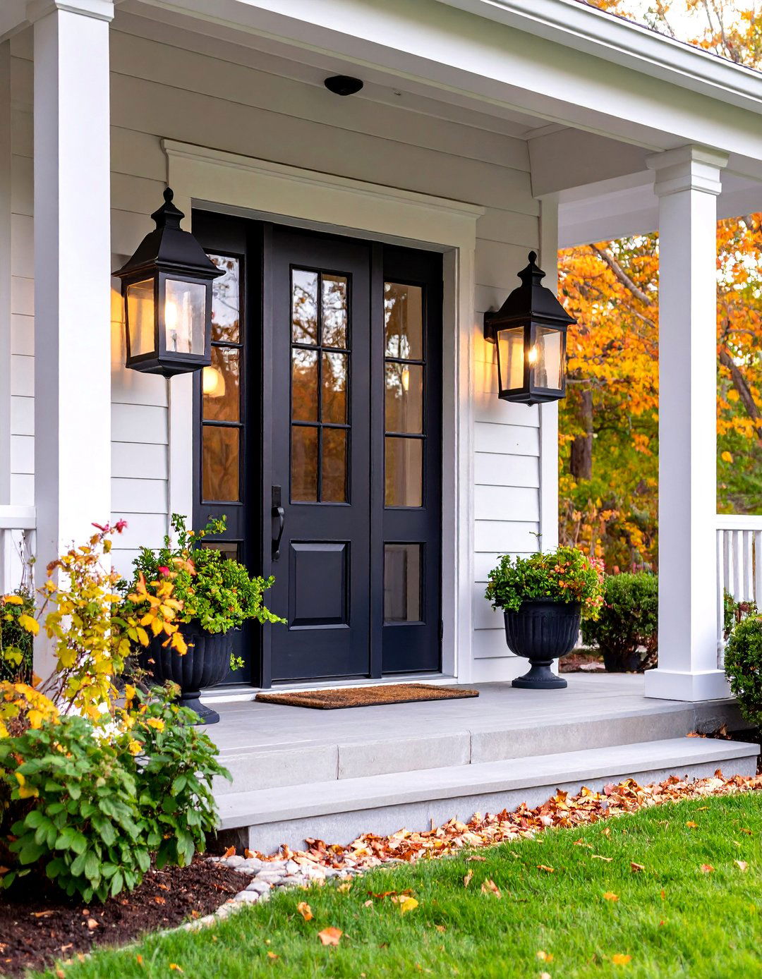 Traditional Black Lantern Sconces - 25 Front Porch Lighting Ideas