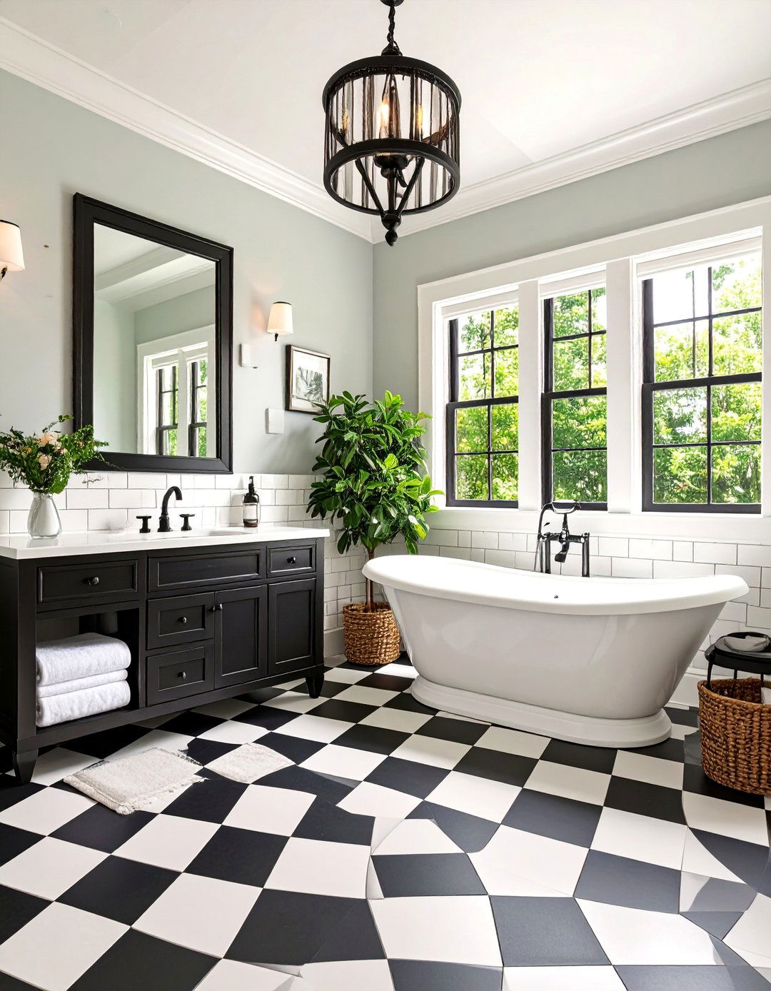 Traditional Black and White Checkered Floor Bathroom - 25 Traditional Bathroom Ideas
