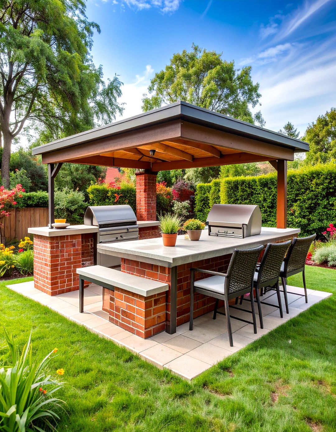 Traditional Brick BBQ Pit with Side Tables - 25 Bbq Pit Ideas