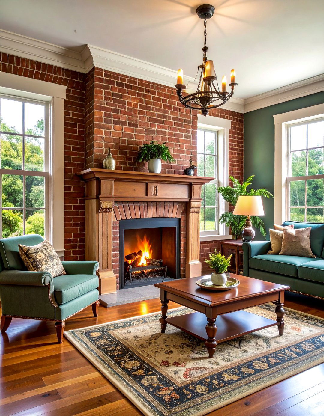 Traditional Brick Corner Fireplace with Classic Appeal - 25 Corner Fireplace Ideas