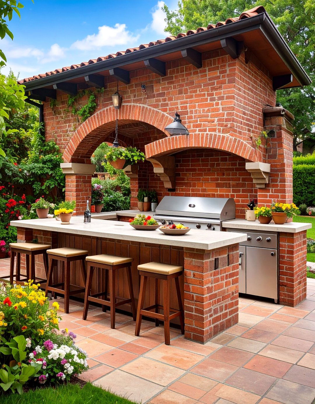 Traditional Brick Outdoor Kitchen with Classic Design - 25 Outdoor Kitchen Designs