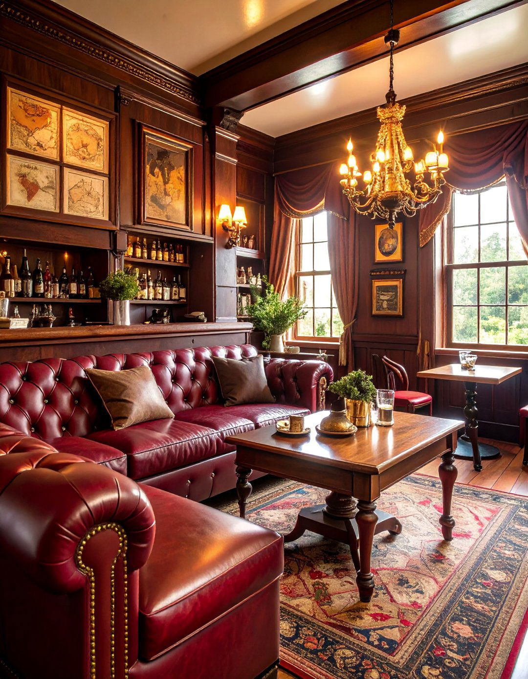Traditional British Pub Snug Room with Dark Wood and Leather - 25 Snug Room Ideas