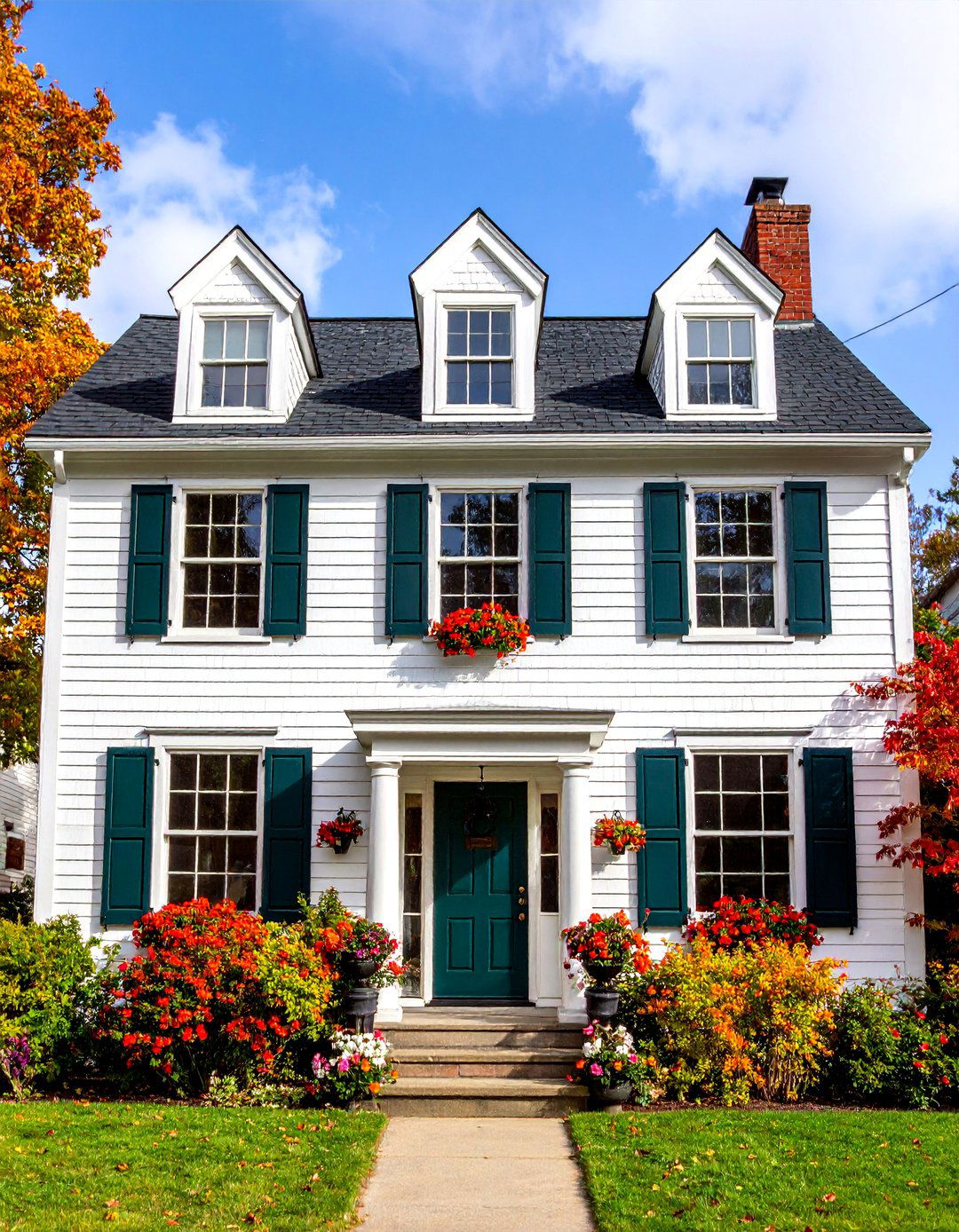 Traditional Cape Cod with Cedar Shingle Accents - 25 White Exterior Home with a Black Roof Ideas