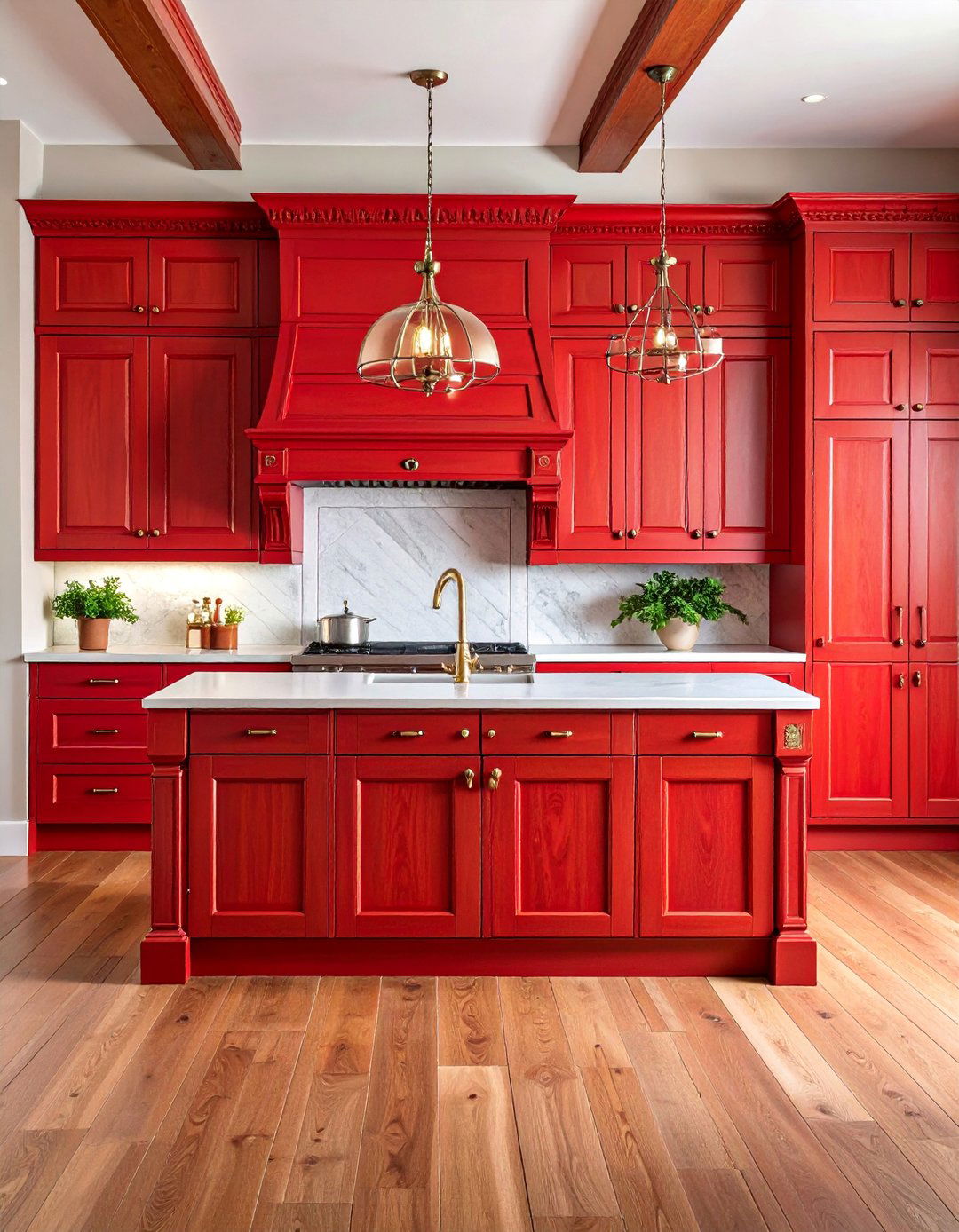 Traditional Cherry Wood Floor to Ceiling Cabinets with Crown Molding - 25 Floor to Ceiling Kitchen Cabinets