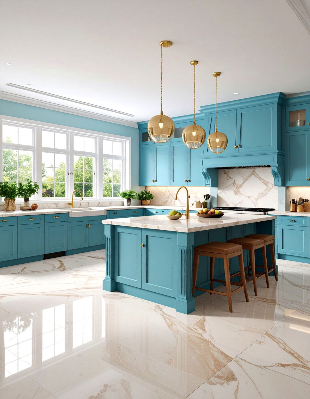 Traditional Cherry Wood Travertine Floor Kitchen - 25 Travertine Floor Kitchen Ideas