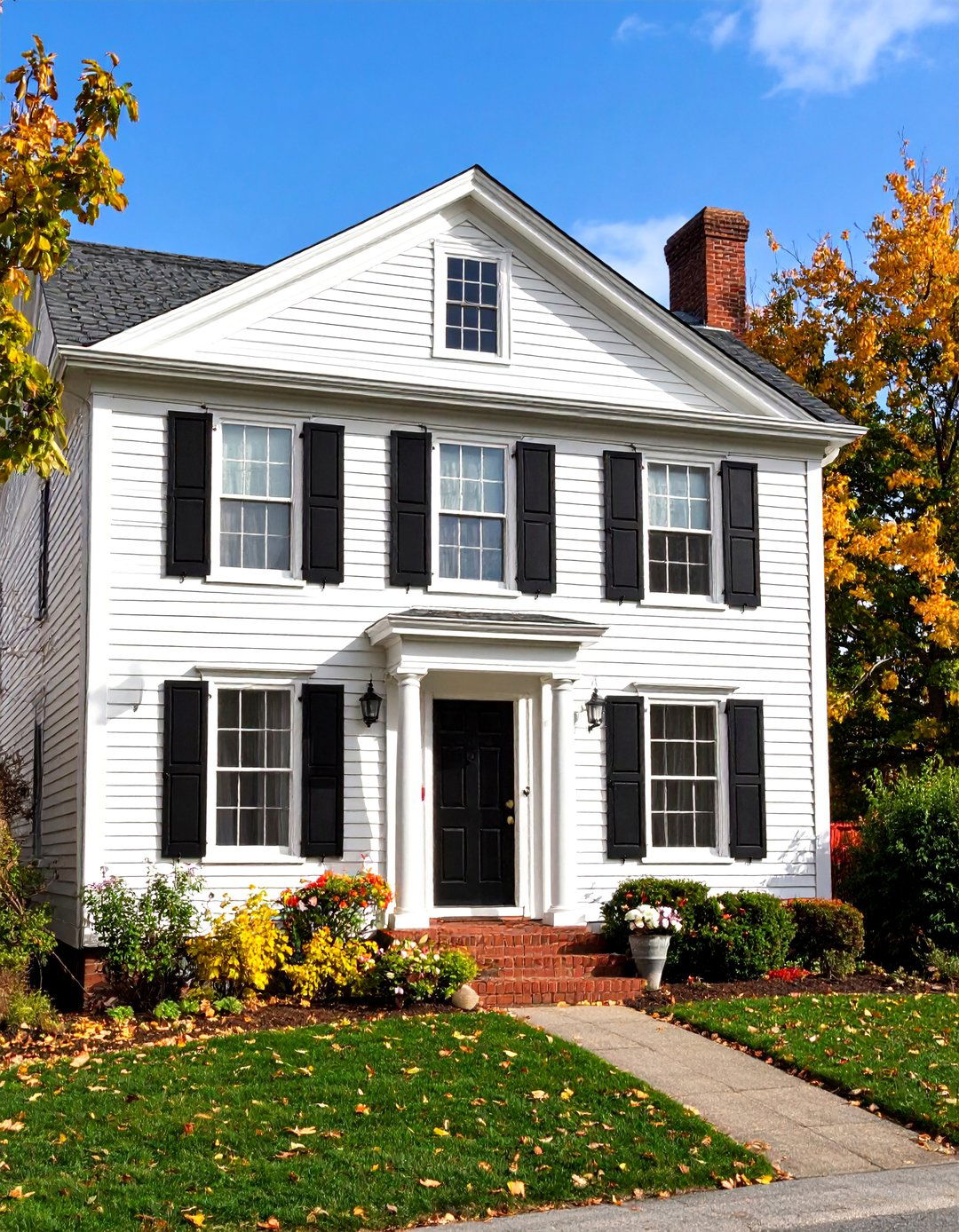 Traditional Clapboard with Black Details - 25 Black and White House Exterior Ideas