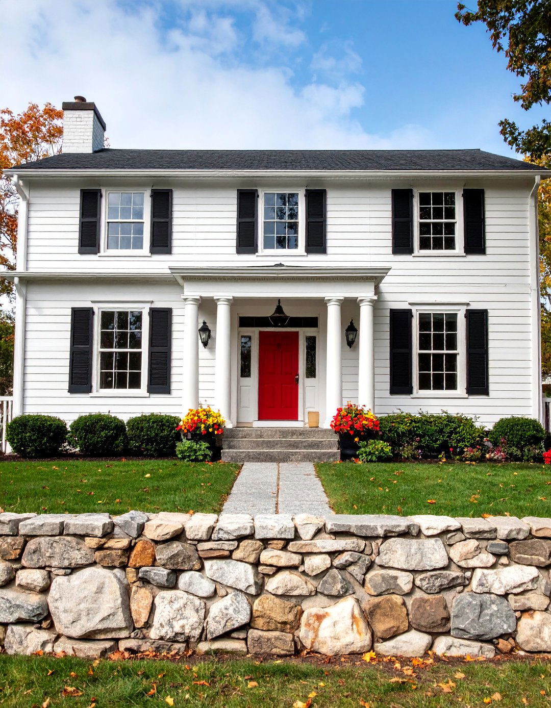 Traditional Colonial with Black Beauty Paint - 25 Black House Exteriors & Paint Colors