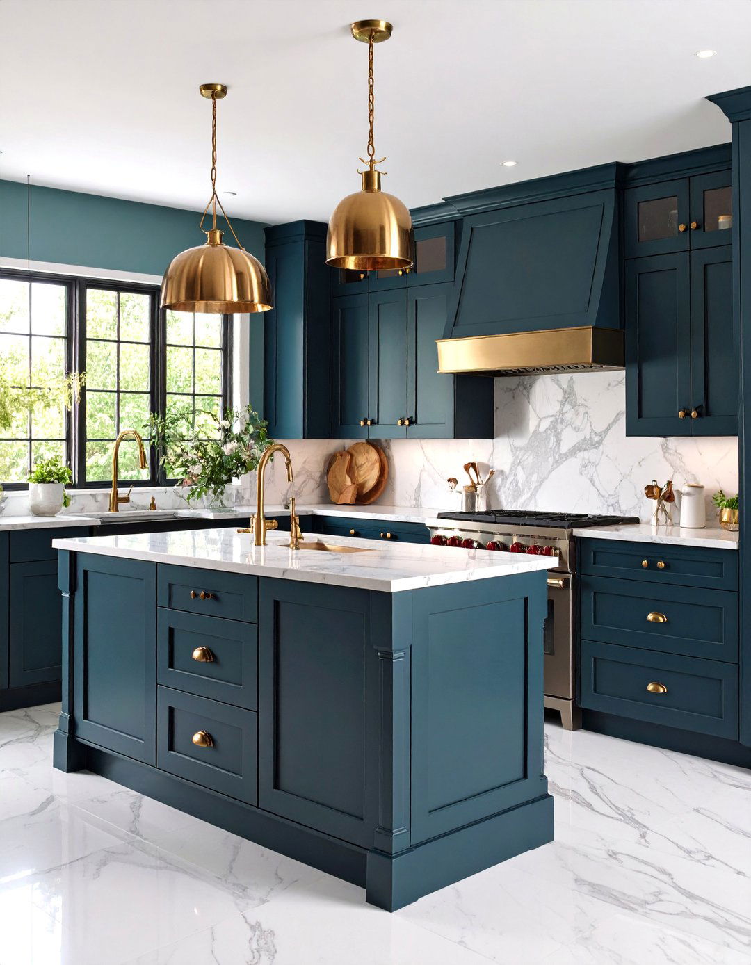 Traditional Copper Cabinet Hardware with Black Raised Panel Doors - 25 black and copper kitchen ideas
