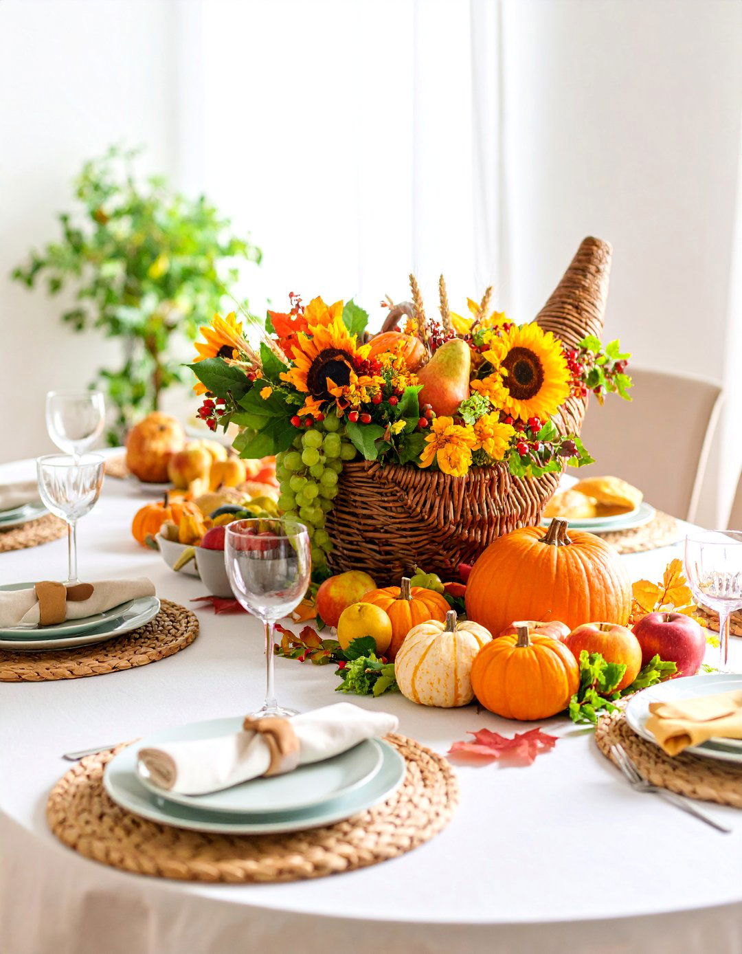 Traditional Cornucopia Abundance - 25 Thanksgiving Centerpiece Ideas